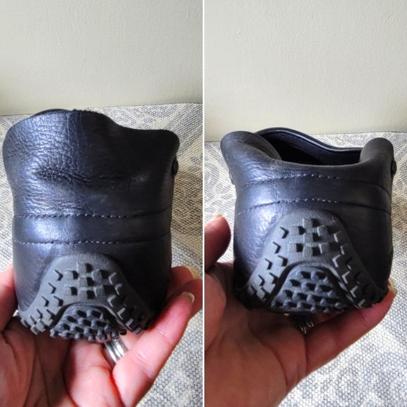 Merrell | 9.5 Improve Slides Black Leather Clog Mules Slip on collapsible heels - Picture 2 of 16